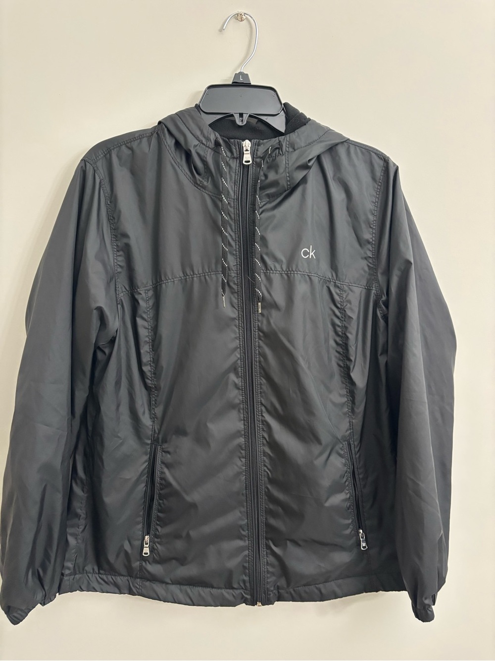 Calvin Klein Black Hooded Windbreaker with Subtle CK Logo